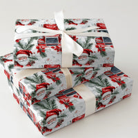 Santa Trucker Christmas Gift Wrap, Red Semi Truck Wrapping Paper, Big Rig Holiday Wrapping Paper, Truck Driver Festive Gift Wrap Roll