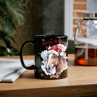 Watercolor Santa Hat Horse Mug, Merry Christmas Horse Mug, Holiday Equestrian Coffee Cup, Ceramic Tea Mug Present for Horse Lovers