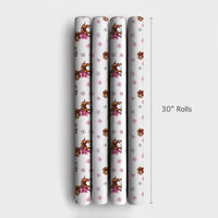 Pink Scarf Dog Holiday Gift Wrap, Dachshund Christmas Wrapping Paper, Watercolor Wiener Dog Wrapping Paper, Winter Pet Gift Wrap Roll