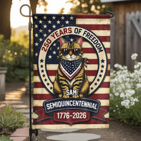 Patriotic Cat Garden Flag | 250 Years of Freedom Semiquincentennial 1776-2026 Design | Double-Sided Weather-Resistant Polyester | Gift for Cat Lovers and Americana Fans