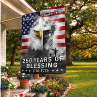 250 Years of Blessing Garden Flag | One Nation Under God 1776-2026 | Double-Sided Polyester | Patriotic American Eagle Cross Design