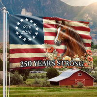 Horse American Flag House Flag | 250 Years Strong Patriotic Design | Double-Sided Polyester | Farmhouse Outdoor Decor Gift
