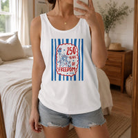 250 Years of Freedom Tank Top | Statue of Liberty Patriotic Graphic | Soft Breathable Unisex Fit | Americana History Lover Gift