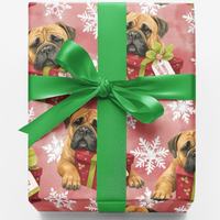 Festive Dog Holiday Gift Wrap, Bullmastiff Christmas Wrapping Paper, Adorable Pup Xmas Present Paper, Dog Breed Lover Gift Wrapping Paper