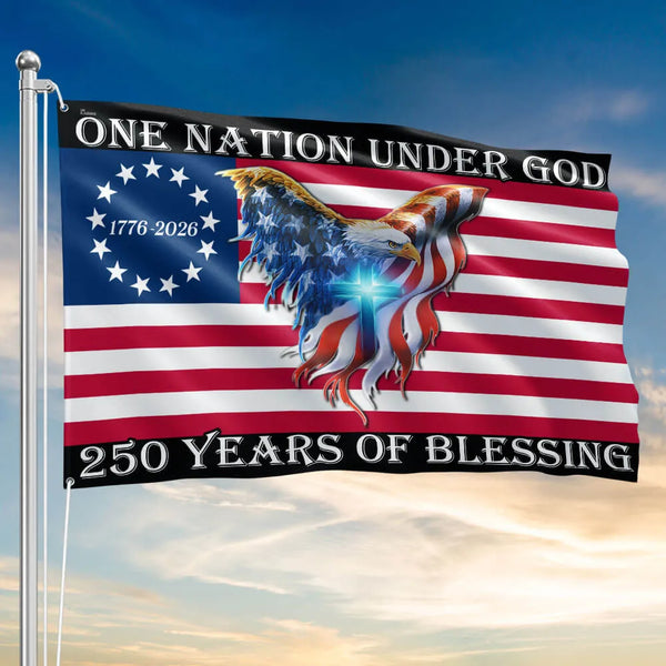 One Nation Under God Flag | 250 Years American Eagle House Flag | UV-Resistant Polyester Grommet Flag | Patriotic Home Decor Gift