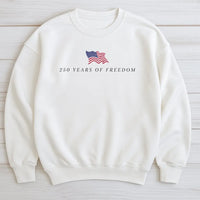 America 250th Anniversary Sweatshirt | 250 Years of Freedom Minimalist Flag Design | Soft Cotton Polyester Blend | Patriotic Gift for History Lovers