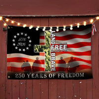 Betsy Ross 250 Years of Freedom Flag | Land of Free Because of Brave | UV-Resistant Polyester | Veterans Memorial Gift