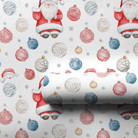 Crafter Santa Claus Ornament Wrapping Paper, Yarn Ball Santa Wrapping Paper, Knitting Christmas Wrapping Paper, Holiday Gift Wrap Roll