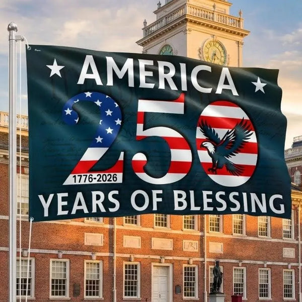 250 Years of Blessing House Flag | 1776-2026 America Semiquincentennial | Patriotic Eagle Grommet Flag | UV-Resistant Polyester Outdoor Decor