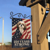 Shih Tzu Patriotic Garden Flag | 250 Years Strong USA American Flag 1776-2026 | Double-Sided Premium Weather-Resistant Polyester | Proud Dog Lover Gift Yard Decor
