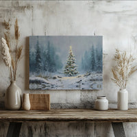 Winter Landscape Art Print, Snowy Forest Christmas Tree Wall Art, Festive Holiday Digital Download, Xmas Tree Poster Decor Present