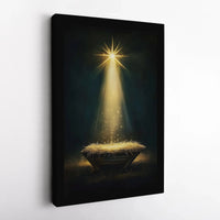 Holy Manger Christian Canvas Print, Star of Bethlehem Nativity Canvas Wall Art, Religious Christmas Scene Decor, Holiday Faith Home Present