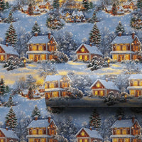 Snowy Winter Landscape Gift Wrap, Christmas Village Wrapping Paper, Comfy Cottage Holiday Wrapping Paper, Traditional Winter Gift Wrap