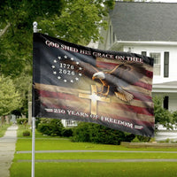 Patriotic Christian House Flag | 250 Years of Freedom USA 250th Anniversary Eagle and Cross | Double-Sided Premium Weatherproof Polyester | Premium American Pride Gift