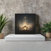 Holy Night Silhouette Canvas Print, Nativity Scene Canvas Wall Art, Star of Bethlehem Christmas Canvas, Christian Faith Holiday Home Decor
