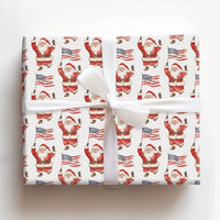 American Flag Holiday Gift Wrap, Patriotic Santa Christmas Wrapping Paper, USA Santa Claus Wrapping Paper, Patriotic Holiday Wrapping Paper