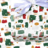 Brush Stroke Holiday Gift Wrap, Abstract Christmas Wrapping Paper, Modern Red Green Present Wrap, Festive Xmas Wrapping Paper Roll