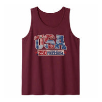 USA 250 Year of Freedom Tank Top | Patriotic Patchwork Quilt Style Americana Design | Soft Breathable Unisex Fit | 4th of July Gift for Patriots