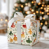 Twelve Days of Christmas Gift Wrap, Eight Maids a-Milking Wrapping Paper, Vintage Carol Holiday Wrapping Paper, Rustic Folk Art Gift Wrap