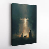 Jesus Birth Mary Joseph Canvas, Nativity Scene Canvas Wall Art, Holy Family Painting Canvas Print, Religious Christmas Wall Art, Faith Present