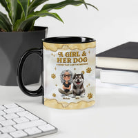 Custom Girl and Husky Dog Mug, Dog Mom Personalized Ceramic Mug, Personalized Pet Name Coffee Cup, Christmas Holiday Dog Lover Present