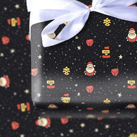 Adorable Cartoon Christmas Gift Wrap, Starry Night Santa Wrapping Paper, Holiday Bell Snowflake Wrapping Paper, Festive Winter Gift Wrap Roll