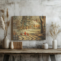 Snowy Cottage Canvas Art, Vintage Winter Scene Canvas Print, Comfy Winter Landscape Wall Art, Nostalgic Christmas Canvas, Holiday Wall Decor
