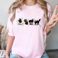 Adorable Festive Kitten Graphic Tee, Christmas Black Cat T-Shirt, Holiday Cat Mom Shirt, Vintage Xmas Black Cat T-Shirt, Winter Holiday Apparel