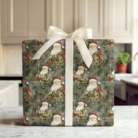 Camo Santa with Rifle Gift Wrap, Hunting Santa Christmas Wrapping Paper, Outdoorsman Holiday Wrapping Paper, Rustic Winter Wrapping Paper
