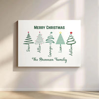 Custom Family Names Holiday Poster, Personalized Christmas Tree Wall Art, Festive Xmas Decor Print, Digital Download File