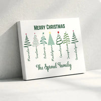 Custom Name Tree Canvas Art, Personalized Family Christmas Canvas, Holiday Family Tree Canvas Print, Winter Christmas Canvas Decor Present