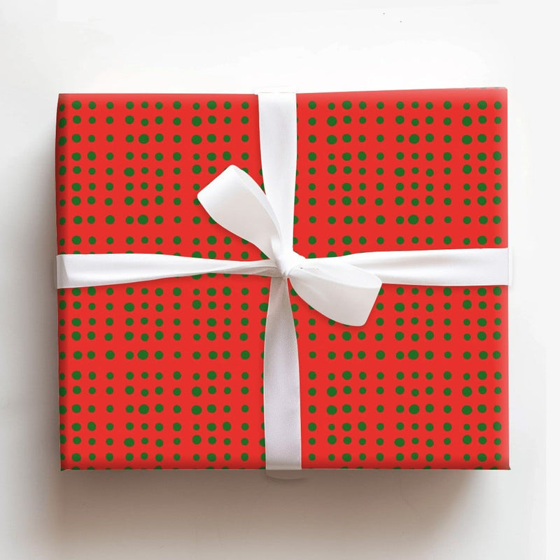 Classic Christmas Gift Wrap, Red Green Polka Dot Wrapping Paper, Festive Dot Holiday Wrapping Paper, Xmas Present Wrap, Holiday Present Paper