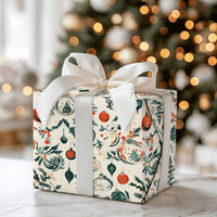 Retro Holly Snow Globe Gift Wrap, Vintage Christmas Ornament Wrapping Paper, Nostalgic Holiday Wrapping Paper, Winter Present Gift Wrap