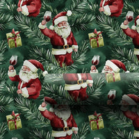 Humorous Wine Lover Gift Wrap, Santa Wine Toast Christmas Wrapping Paper, Holiday Santa Claus Wrapping Paper, Festive Pine Present Wrap