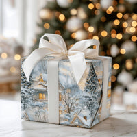 Snowy Christmas Cottage Gift Wrap, Winter Village Wrapping Paper, Comfy Holiday Town Wrapping Paper, Nostalgic Winter Present Present Packaging