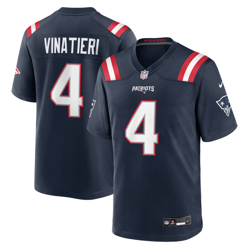 New England Patriots Adam Vinatieri Navy Team Retired Game Jersey