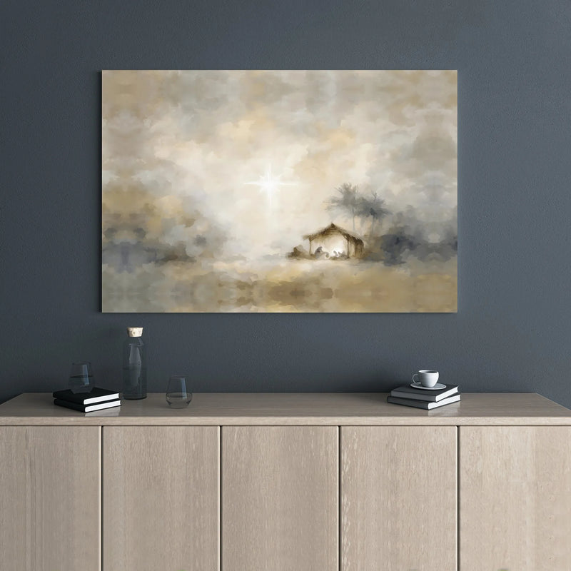 Star of Bethlehem Wall Art, Nativity Scene Canvas Print, Religious Christmas Canvas Wall Decor, Holy Family Art, Digital Download Present