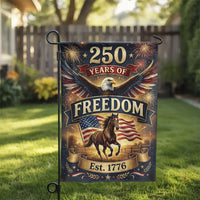 Patriotic 250 Years of Freedom Garden Flag | American Eagle & Running Horse Double-Sided Design | Premium Weather-Resistant Polyester | 4th of July & Independence Day Outdoor Decor Gift