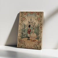 Ballerina Castle Canvas Print, Nutcracker Ballet Canvas Art, Vintage Holiday Canvas Wall Decor, Christmas Dancer Present Canvas