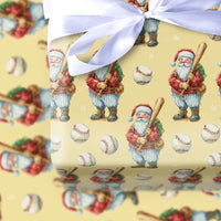 Sports Christmas Gift Wrap, Vintage Baseball Santa Wrapping Paper, Retro Baseball Player Santa Wrapping Paper, Festive Holiday Gift Wrap
