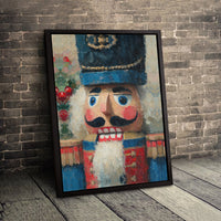 Holiday Nutcracker Canvas Print, Nutcracker Christmas Canvas Wall Art, Oil Painting Texture Wall Art, Winter Festive Canvas Decor, Xmas Present