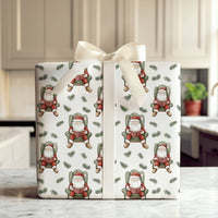 Book Lover Santa Claus Gift Wrap, Reading Santa Christmas Wrapping Paper, Comfy Watercolor Wrapping Paper Roll, Holiday Storybook Gift Wrap