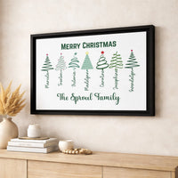 Custom Family Name Canvas Print, Personalized Family Christmas Tree Canvas Art, Holiday Family Tree Decor, Xmas Digital Download Wall Art