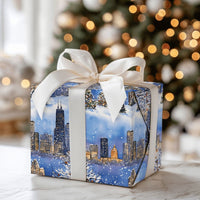 Willis Tower Snowy Gift Wrap, Chicago Skyline Christmas Wrapping Paper, Winter City Holiday Wrapping Paper, Chicago Lover Present Wrap Roll