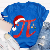 Humorous Math Holiday Graphic Tee, Pi Symbol Santa Hat Christmas T-Shirt, Festive STEM Christmas Shirt, Math Teacher Student Present