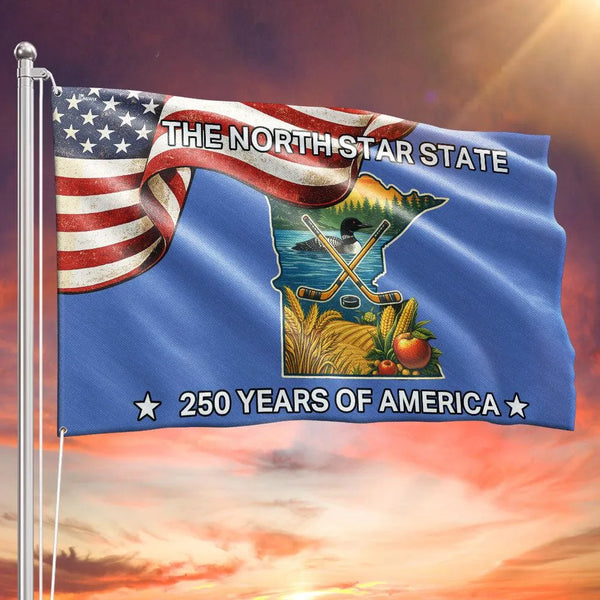 Minnesota 250 Years of America House Flag | North Star State Patriotic Design | Weather-Resistant Polyester | Commemorative Gift