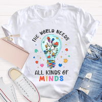 Colorful Puzzle The World Needs All Kinds Of Minds Teacher T-Shirt