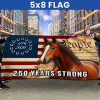 250 Years Strong American Horse Flag | Patriotic 1776-2026 Commemorative Design | Double-Sided Polyester Grommet Flag | Horse Lover Gift
