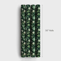 Green White Christmas Gift Wrap, Botanical Ornament Wrapping Paper, Winter Foliage Wrapping Paper, Xmas Pine Paper, Festive Gift Wrap