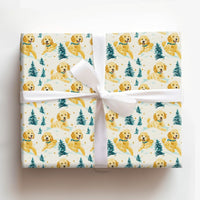 Dog Holiday Gift Wrap Paper, Golden Doodle Christmas Wrapping Paper, Adorable Puppy Wrapping Paper, Snowy Pine Tree Pet Gift Wrap Roll